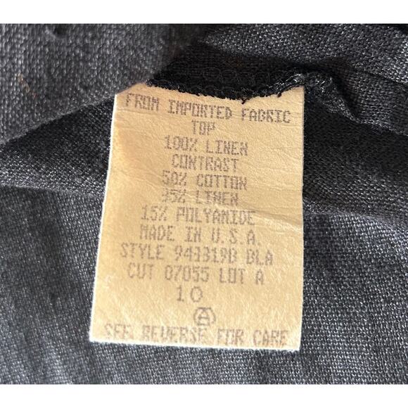 Carole Little Vintage Women’s Size 10 100% Linen Black Artsy But Up Shirt Jacket - Picture 6 of 6